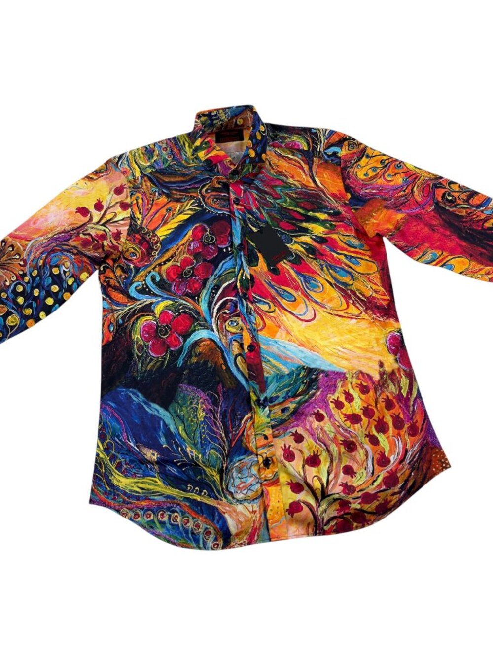Jared Lang After Hours Casual Shirt Mens Size M Floral Peacock Art Print